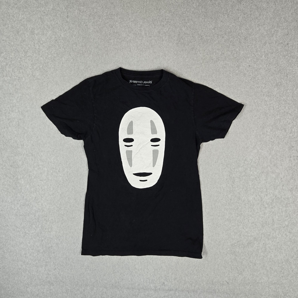 Studio Ghibli Spirited Away Men Shirt S Black No Face Graphic Print Anime